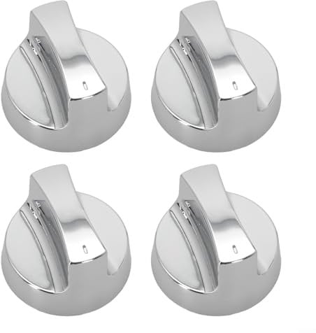 BBQ Grill Knobs Gas Grill Control Knobs 4 Pack Electroplated Silver Replacement Parts Temperature Control Knobs for BBQ Grills Outdoor Cooking(Without base)