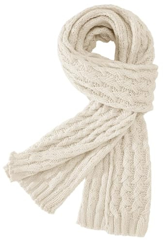 heekpek Schal Damen Winter Lang Strickschal Frauen Pashminas Gestrickter Scarf, Weiße