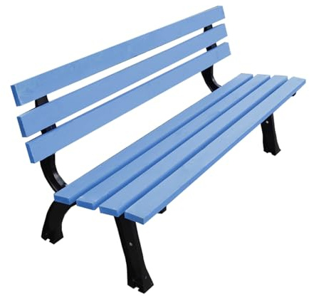 YPAPBHT Open-Air-Balkon Eisen Doppelstuhl Blau Massivholz Bank Außenterrasse Gartenstuhl Langlebig und rostfrei(120cm)