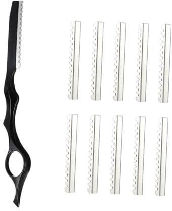 ABOOFAN Haarstyling aus Edelstahl Satz und 10 Ersatzklingen mit Ausdünnungsrasierer Schwarz zum Selberhaareschneiden für Haare und Bart Zuhause oder Friseursalon