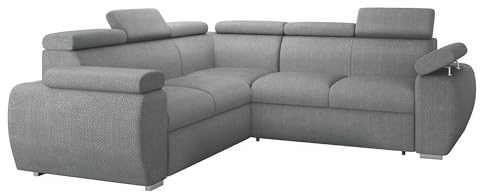 Mirjan24 Ecksofa Boston Maxi, Eckcouch mit Schlaffunktion und Bettkasten, Polsterecke mit Einstellbare Kopfstützen, Ottomane Universal, L-Sofa, Wohnlandschaft (Flow 17, 2rR2P)
