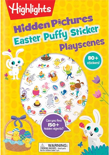 Easter Hidden Pictures Puffy Sticker Playscenes: Pictures Easter Activity Book with Over 50 Kids Stickers, Perfect Easter Present for Kids 3-6 (Highlights Puffy Sticker Playscenes)