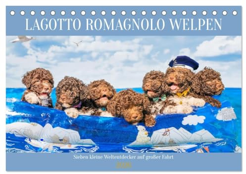 Lagotto Romagnolo Welpen - Sieben kleine Weltentdecker auf großer Fahrt (Tischkalender 2026 DIN A5 quer), CALVENDO Monatskalender: 13 traumhafte ... der Rasse durch das Jahr (CALVENDO Tiere)