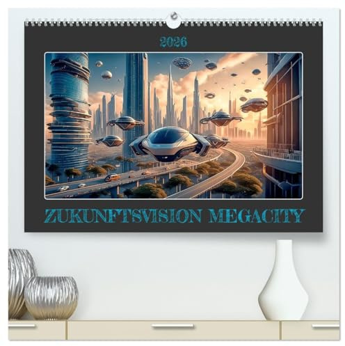 Zukunftsvision Megacity (hochwertiger Premium Wandkalender 2026 DIN A2 quer), Kunstdruck in Hochglanz: Bilder aus einer Großstadt von morgen (CALVENDO Orte)