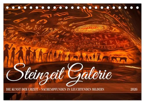 Steinzeit Galerie (Tischkalender 2026 DIN A5 quer), CALVENDO Monatskalender: Inspiriert von den Höhlen von Lascaux - die Kunst alter Kulturen (CALVENDO Kunst)