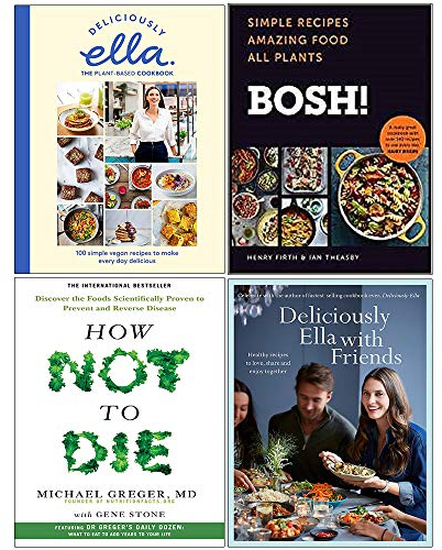 Yellow Kite/HQ/Pan/Yellow Kite Deliciously Ella The Plant-Based Cookbook [Tapa dura, Recetas simples de Bosh [Tapa dura, Cómo no morir, Deliciously Ella with Friends [Conjunto de colección de 4 libros