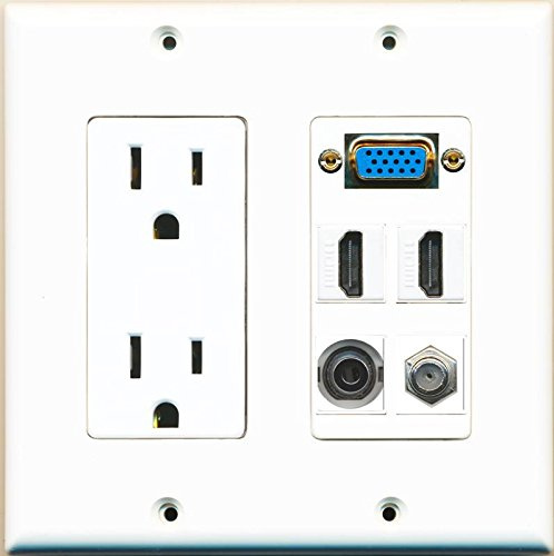 RiteAV Steckdose, SVGA 2 HDMI weiß Koax 3,5 mm-weiß
