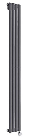 Milano Aruba 600W Anthracite Vertical Single Oval Panel Electric Radiator - 1780mm x 236mm