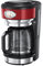 Russell Hobbs Cafetera de Goteo - Jarra Cristal 1,25L, Soporte de Filtro Lavable, Tecnología de Rociado Avanzada, Cuchara Medidora, Acero Inoxidable, Rojo