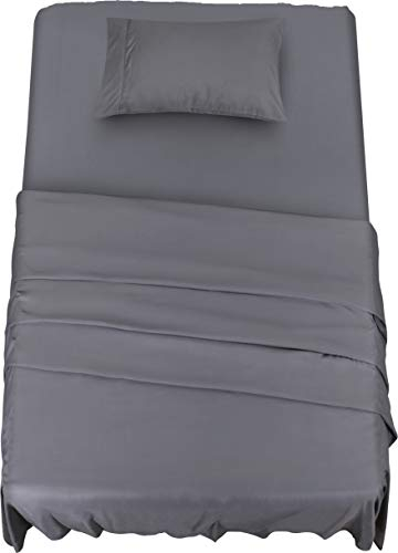 Utopia Bedding 3 Teilige Bettlaken Set 90x190 cm, Grau - Polyester Microfaser, 1 Spannbettlaken 90x190 cm, 1 Bettlaken 167x243 cm und 1 Kissenbezug 50x75 cm