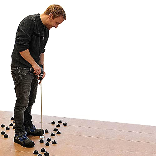 Karl Dahm Schraub- & Montagehilfe Levelmac I Haubendreher Set zum Abdrehen von Zughauben I Mit Kopfteil, 700mm Stab für den Boden & 60mm Stab für die Wand I Professionelles Fliesenleger-Zubehör–12519
