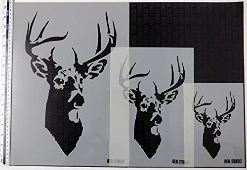 Hirschkopf Multipackung von Stempel - Malen Schablone für Heim Dekorieren und Kunst Handwerk - Wiederverwendbare Schablone Hergestellt aus Waschbar Plastik - Farbe Design auf Wände, Stoff, Möbel