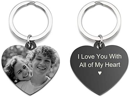 JSDDE Personalisiert Schlüsselanhänger mit Fotogravur Textgravur Puzzle Herz Anhänger mit Bild Personalisiertes Geschenk für Mama Papa Freund Freundin