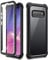 Dexnor Coque pour Samsung Galaxy S10 Plus S10+, en Silicone Antichoc boîtier Housse Étui de Protection intégrale à 360 Panneau arrière Transparent Anti-Rayures Protecteur d'écran intégré - Noir