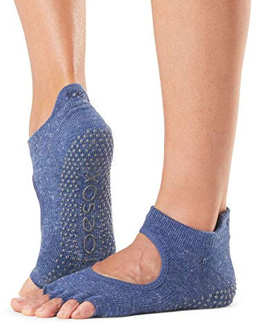 Toesox Half Toe Bellarina Yoga-Socken, Unisex für Erwachsene, Blau S