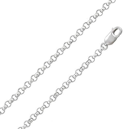 Designer Inspirations Boutique 24 Inch Sterling Silver 3.3 mm Thick Round Large Link Belcher/Rolo Chain Necklace for Men Women Unisex - Weight: 7.7 Grams
