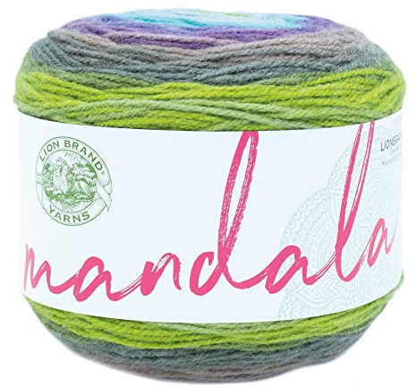 Lion Brand Yarn, Mandala DK Lightweight Yarn for Knitting, Crochet, and Crafts, Ghidorah, 1 Pack, Self-Striping Acrylic Fiber for Baby Blankets, Multicolor Shawls and Variegated Cardigans