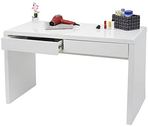 Mendler Schminktisch HWC-G51, Frisiertisch Frisierkommode Kosmetiktisch, Hochglanz Weiß - 120x60cm