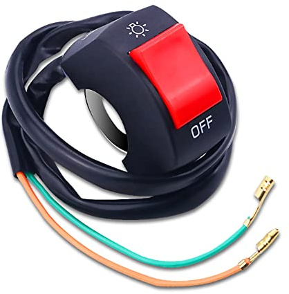 YnGia 7/8 pollici interruttore del manubrio del motociclo, interruttore a levetta universale del manubrio con pulsante di accensione per U5 U7 U2 LED faro scooter Electrombile (Red)