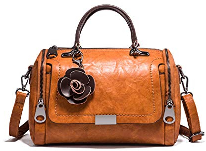BUKESIYI Damen Tasche Umhängetasche Handtasche Frauen Klein Schultertasche Weekender Lack PU Leder DE77277 Braun V1