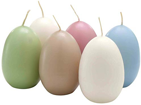 Hochwertige Eikerzen/Ostereier Kerzen - Bunter Mix - Eierkerzen Ostern - Dekoration (Farbmix (3), Höhe: 9 cm (6 Stück))