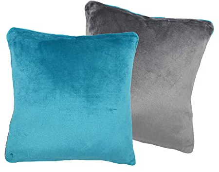 Moon Kissenbezug 2er Pack Cashmere Touch, 40x40 cm, Winter Wendekissenhülle Plüsch (anthrazit/Petrol)