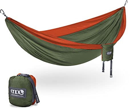 ENO, Eagles Nest Outfitters DoubleNest leichte Camping-Hängematte für 1 bis 2 Personen, Olive/Orange