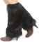 QIGEN LTD 40cm Ladies Fashion Boot Cuff Fluffy Soft Furry Faux Fur Leg Warmer Boot Toppers (Black)