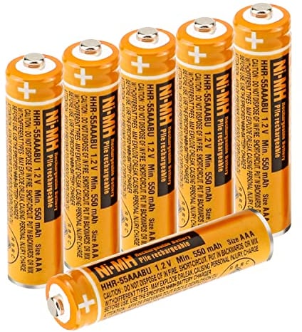 6 Pack NI-MH AAA Rechargeable Battery for Panasonic HHR-55AAABU 1.2V 550mAh AAA Rechargeable Batteries for BT Cordless Phones
