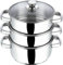 VINOD Stainless Steel Food Grade Multi Layer Steam Cooker Pot Set, Vegetable & Food Steamer, Slow & Rice Cooker, 3 Tier Pan, 24cm, Induction Friendly