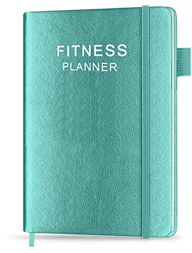 Fitness Planner - Workout Planner for Woman and Man - A5 Hardcover Workout Journal/Planner to Track Weight Loss, GYM, Bodybuilding Progress - Daily Health & Wellness Tracker, Teal