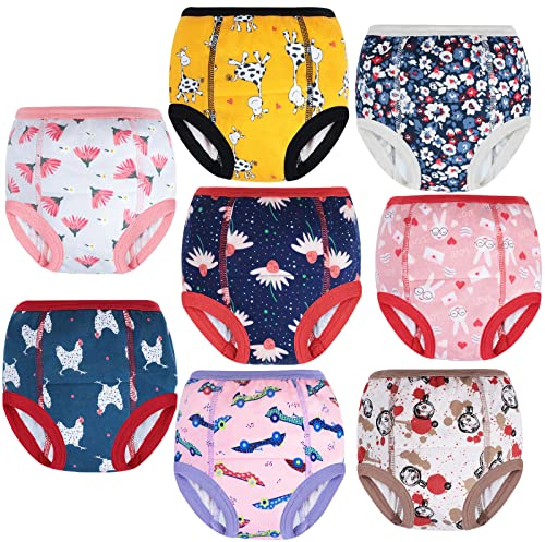 MOEMOE BABY Töpfchen Trainingshose Baby, 8 Stück Trainerhosen Kleinkinder Lernwindel Unterwäsche, Waschbare Töpfchentrainingshose Mädchen Jungen 4 Jahre, Rosa