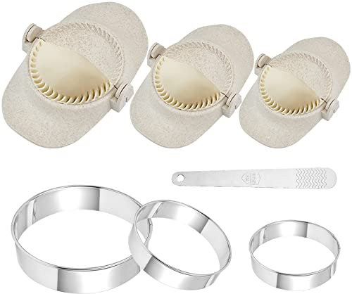 Worldity Lot de 7 moules à raviolis - Presse à empanadas avec coupe-pâte et cuillère à farce - Moule à raviolis chinois - Presse à raviolis et tarte