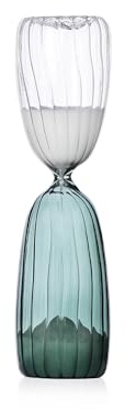 Ichendorf Milano Sanduhr 15 Minuten, transparent - Dunkelgrün, Kollektion Times, Borosilikatglas, handgefertigt