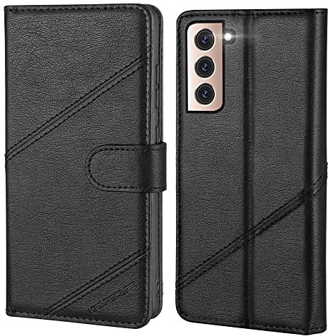 Handyhülle für Samsung S22 5G Hülle mit [Stand] [Kartenfach] [Magnet] Flip Case Wallet Lederhülle Handytasche Schutzhülle Klapphülle für Samsung Galaxy S22 5G Hülle, Schwarz