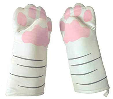 MISETA Ofenhandschuhe Doppelte 3D Cartoon Tier Ofenhandschuhe Lange Professionelle Hitzebeständige Anti-Rutsch-Handschuhe Backwerkzeug für BBQ Grillen