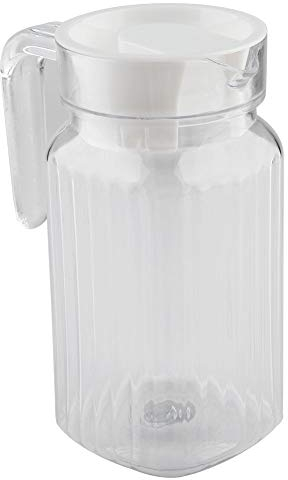 Dioche Wasserkrug mit Deckel, 500 ml Transparente Saftflasche aus Acryl, gestreifter Krug für eiskalten Saft mit Deckel für Zuhause, Partys, Picknicks oder den täglichen Gebrauch
