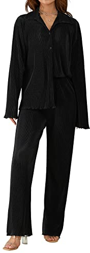 SKFLABOOF Homewear Damen Set Sommer Elegant Outfit Anzug Plissee Fã¼r Musselin Hosenanzug Zweiteiler Schicker Hochzeit Lounge Loungewear Freizeit Outfits Frankies Y2K 2 Teiler Hosenanzã¼ge Streetwear