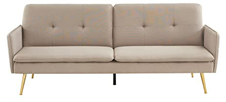 BAÏTA Adam Sofa, rechts, umklappbar, 3-Sitzer, Stoff, Grau, 203,5 x 87,5 x 82 cm