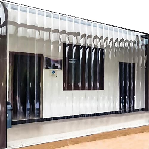 PVC-Kunststoff-Vinylstreifen-Vorhang, Türstreifen-Kit für Gefrierraum, 2,4 mm, ultraklare, transparente Terrassen-Windschutzplatte für Kühlraum, Lager, Catering, Führungsschiene aus Aluminiumlegieru