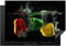 KitchenYeah© Herdabdeckplatte Einteilig Induktionsmatte Küche Abdeckung Ceranfeld Herd Abdeckplatte Deko Vinyl Matte Aufrollbar Paprika - Gemüse - Wasser - Schwarz - Rot - Grün - Gelb - 78x52 cm