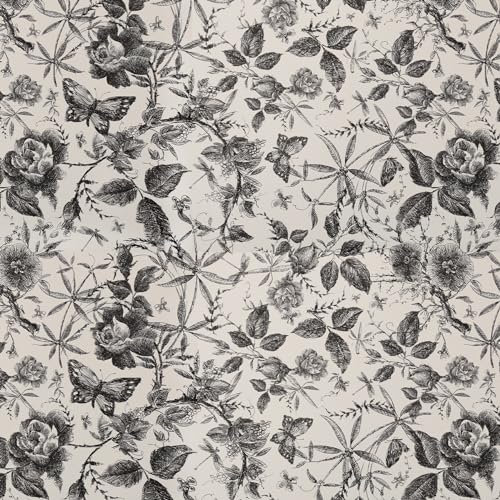 LOVADA Wallpaper Peel and Stick - 15.7x118in Black and White Modern Floral Wallpaper