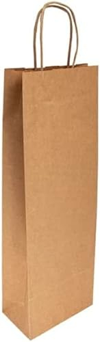 DOT Horeca Solutions Lot de 50 sacs porte-bouteille AVANA vin sacs en papier sacs cadeaux pour bouteilles avec poignée 14 x 8 x 40 cm Papier Kraft Sac enveloppe pour vin naturel