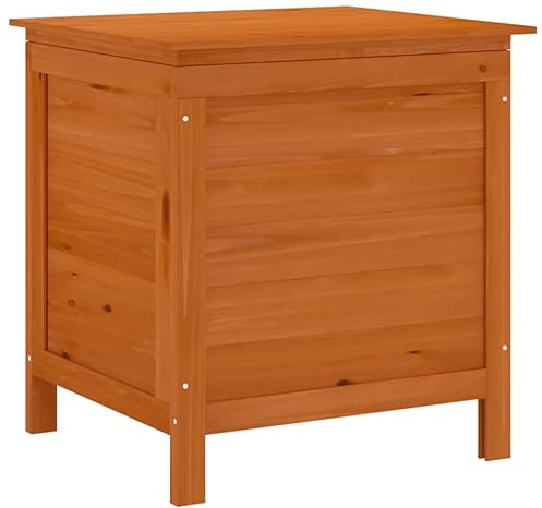 vidaXL Gartentruhe, Gartenbox mit Stauraum, Auflagenbox mit Boden aus Latten, Aufbewahrungsbox Kissenbox Holztruhe, Braun Massivholz Tanne
