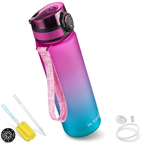 My Vesperbox Minny Kinder-Trinkflasche 750ml – Auslaufsicher & BPA-frei – inkl. Ersatzdichtung, Reinigungsbürste, Fruchtsieb & optionalem Strohhalm – Ideal für Schule, Kindergarten & Sport