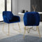 ML-Design Esszimmerstühle 2er Set, Sitzfläche aus Samt, Blau, Wohnzimmerstuhl mit Rücken- und Armlehnen, Küchenstuhl Gold Beine, Polsterstuhl mit Metallgestell, Ergonomische Sessel für Esstisch