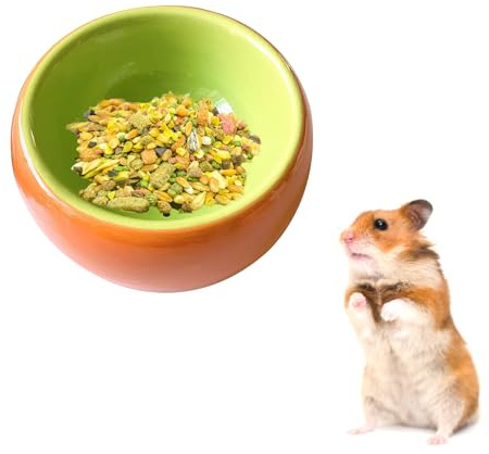HAICN Hamster Feeding Bowls Hamster Ceramic Bowl Ceramic Prevent Chewing Small Animal Food Dish Feeding Bowls for Dwarf Hamster Gerbil Mice (Kiwifruit)
