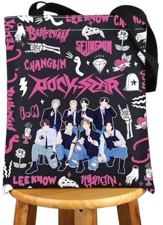 MYSOMY K-Pop SKZ Tote Bag K-Pop SKZ Tote Bag K Pop Band Lover Gifts SKZ Merchandise K-Pop Music Shoulder Bag, I.n Mb, INCH