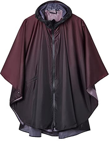 Regenponcho Damen Herren Wasserdichte, Regencape mit Kapuze Reißverschluss, Regenmantel Damen Wiederverwendbar, Regenponcho Fahrrad Wandern, Regenjacke Damen Leicht Farbverlauf Dunkelviolett
