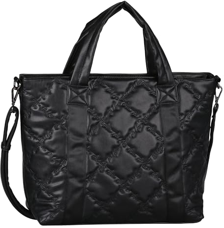 TOM TAILOR Tarina Damen Shopper Umhängetasche Reißverschluss Groß Schwarz